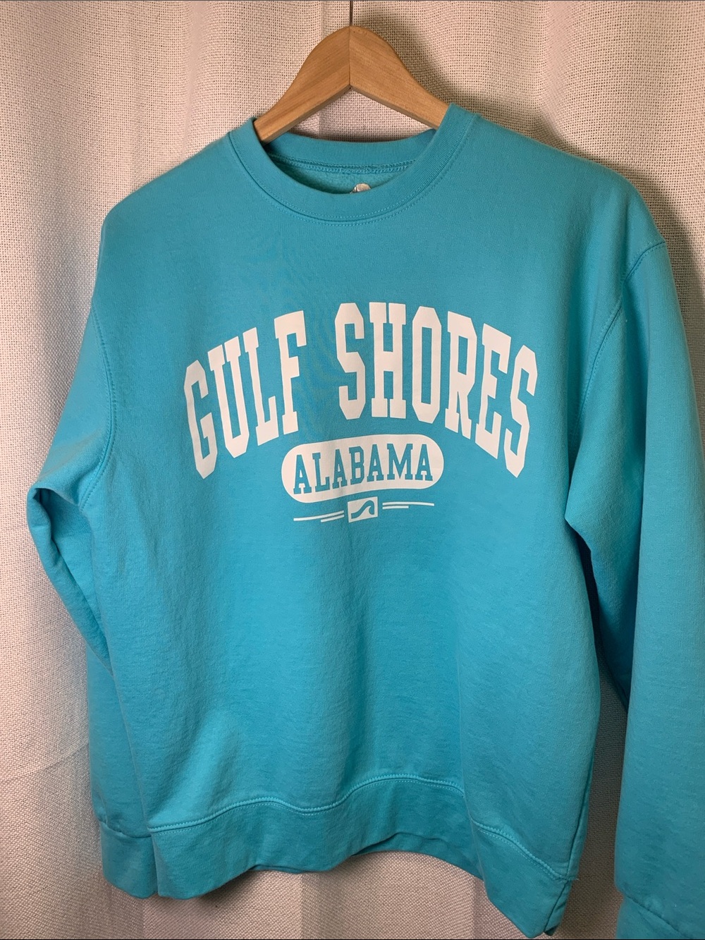Oster Turquoise Crewneck Sweatshirt with White 'Gulf Shores Alabama' Print